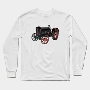 Black and Red Old Tractor Long Sleeve T-Shirt